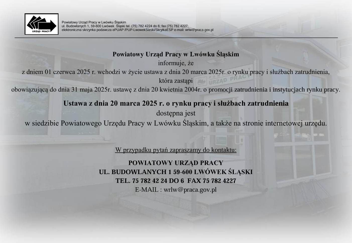 Obrazek dla: Informacja o zmianie ustawy!
