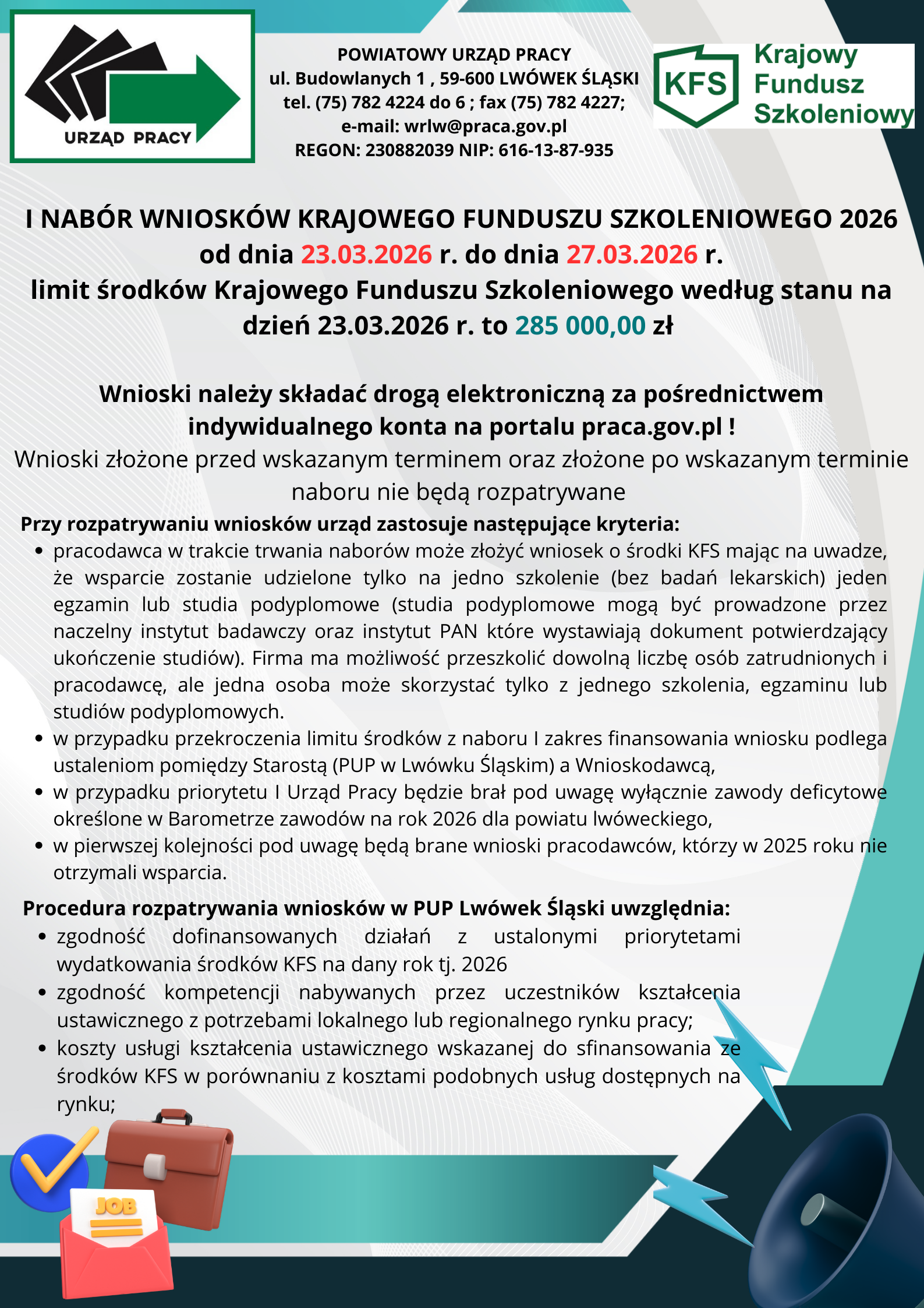 Obrazek dla: I NABÓR WNIOSKÓW KRAJOWEGO FUNDUSZU SZKOLENIOWEGO 2026