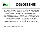 Obrazek dla: Informacja o organizacji czasu pracy urzędu 25.08.2022