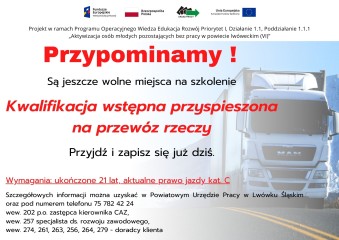 Zdjęcie artykułu Wolne miejsca na szkolenia zawodowe