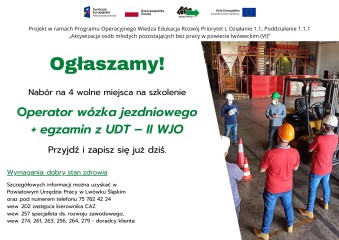Zdjęcie artykułu Ogłaszamy nabór na szkolenie w ramach Programu Operacyjnego Wiedza Edukacja Rozwój