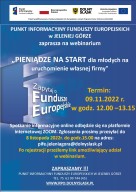 Zdjęcie artykułu Webinarium pt. „PIENIĄDZE NA START dla młodych na uruchomienie własnej firmy"
